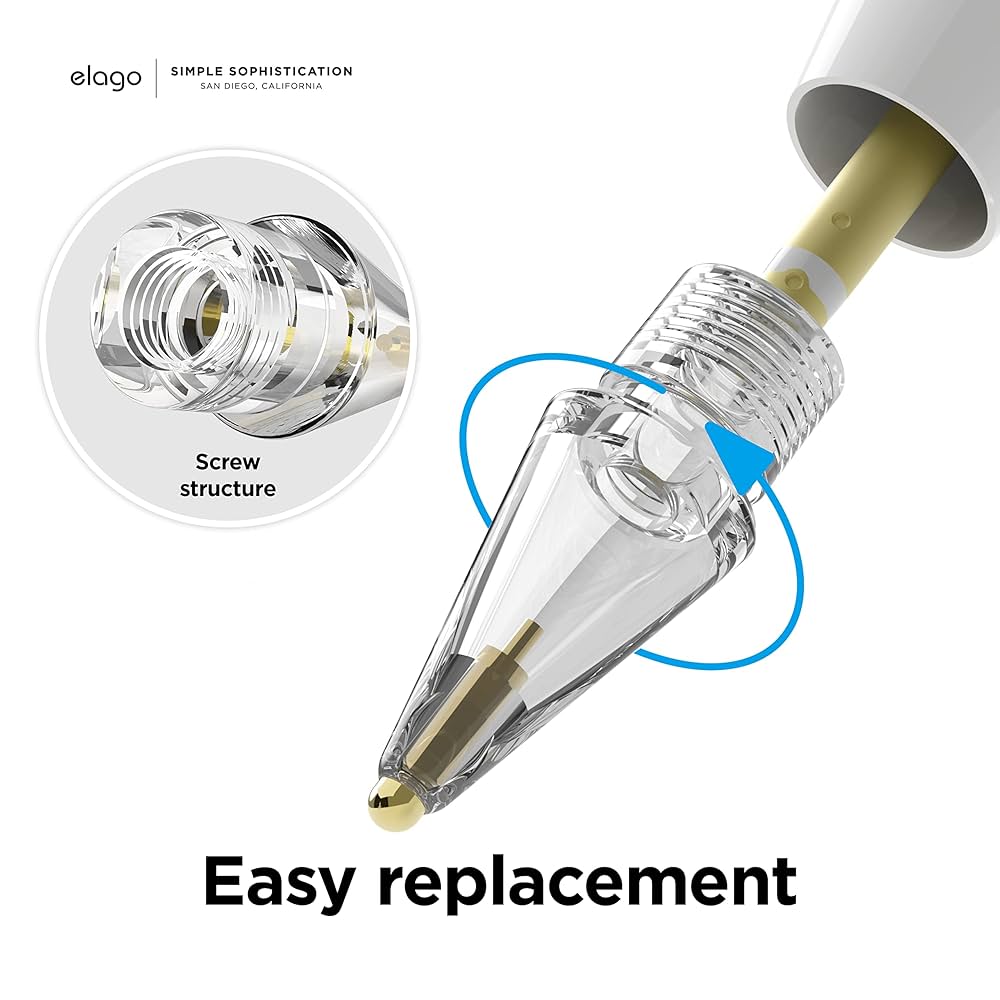 Apple Pencil Pro + elago メタルティップ Apple Pencil Metal Pencil Replacement Tips [2 Pack] - elago